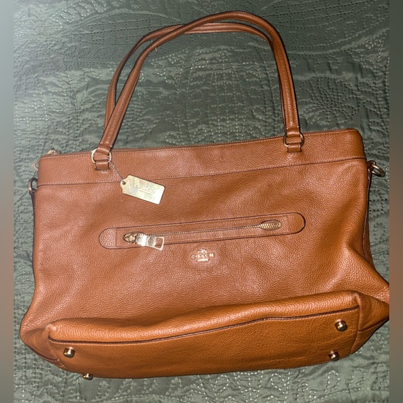 Coach Tyler Pebble Leather Purse-Brown - Picture 1 of 5